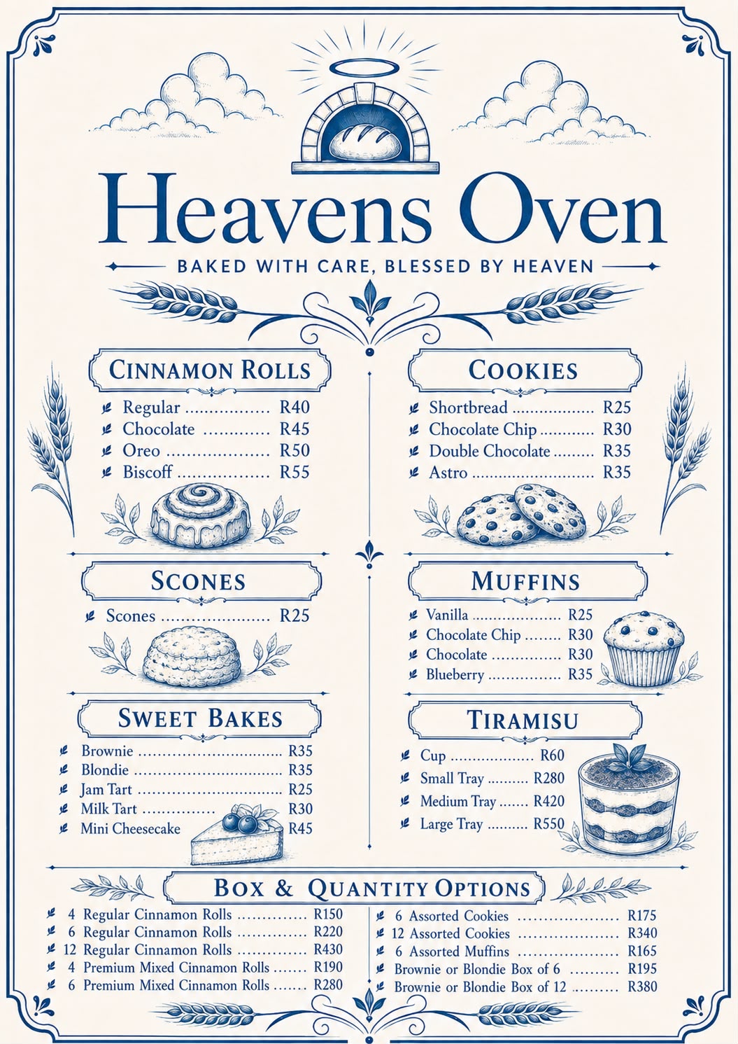 Heavens Oven menu artwork